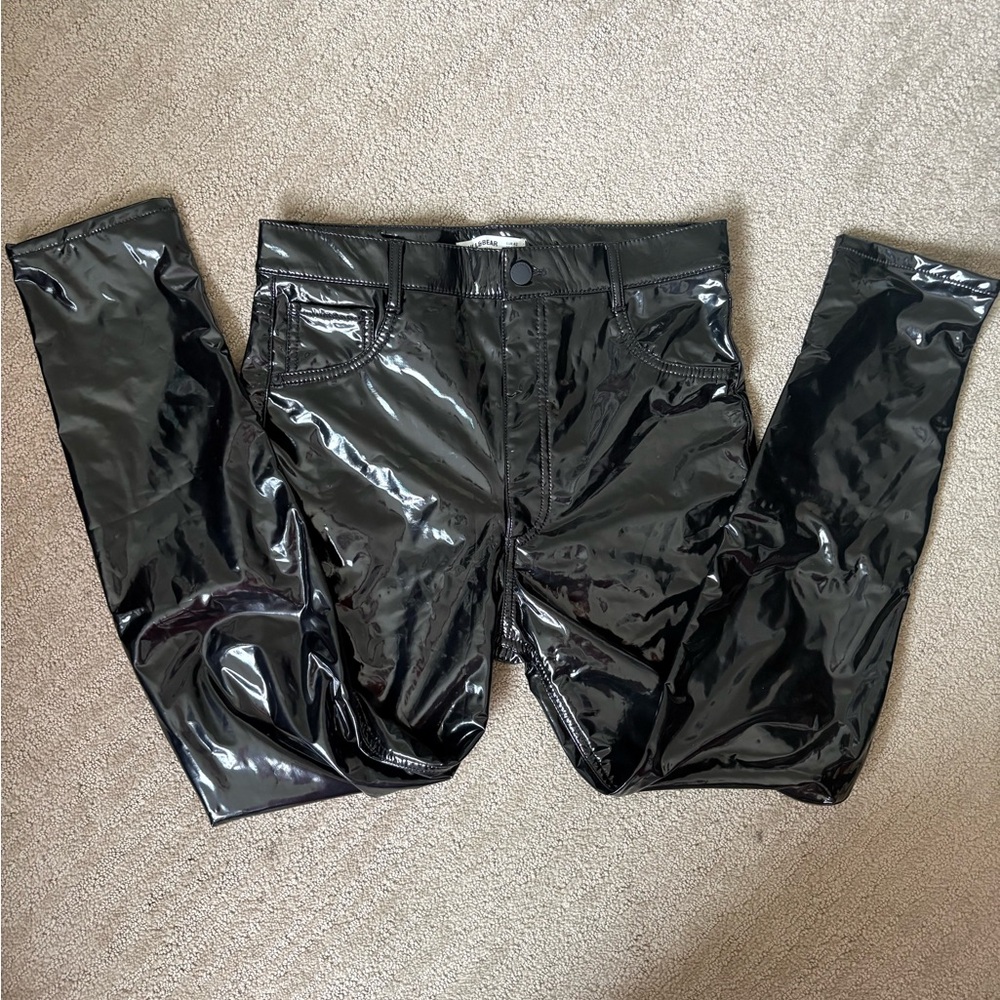 Pull&Bear Shiny Black Patent Skinny Pants